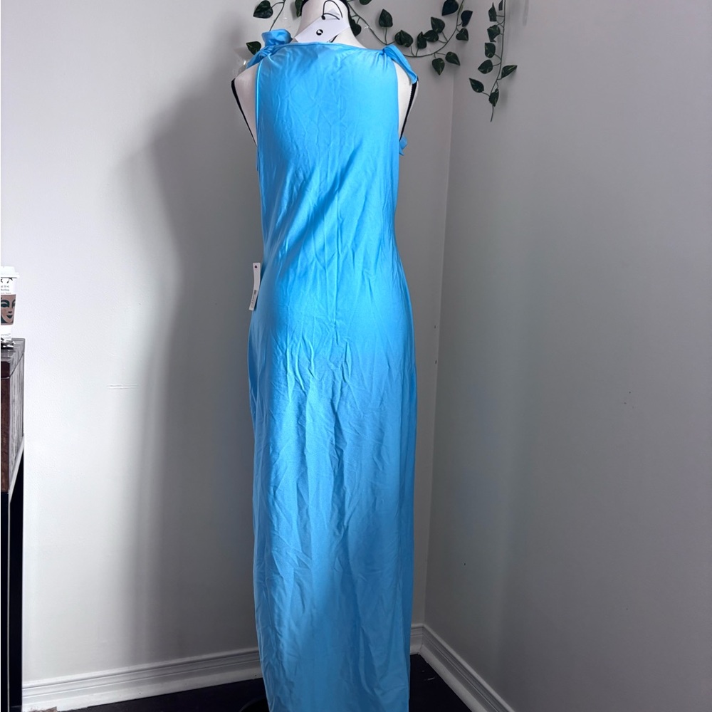 NWT Coperni Turquoise Blue Asymmetrical Maxi Dress - Picture 11 of 11